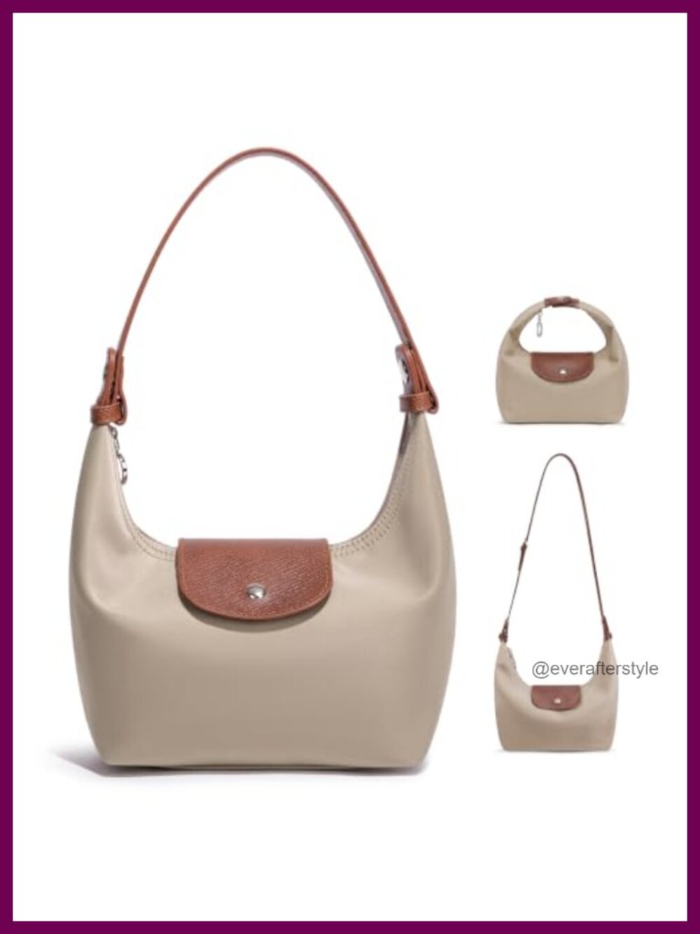Mini Crescent Crossbody Bag Water-Resistant Nylon Removable Strap